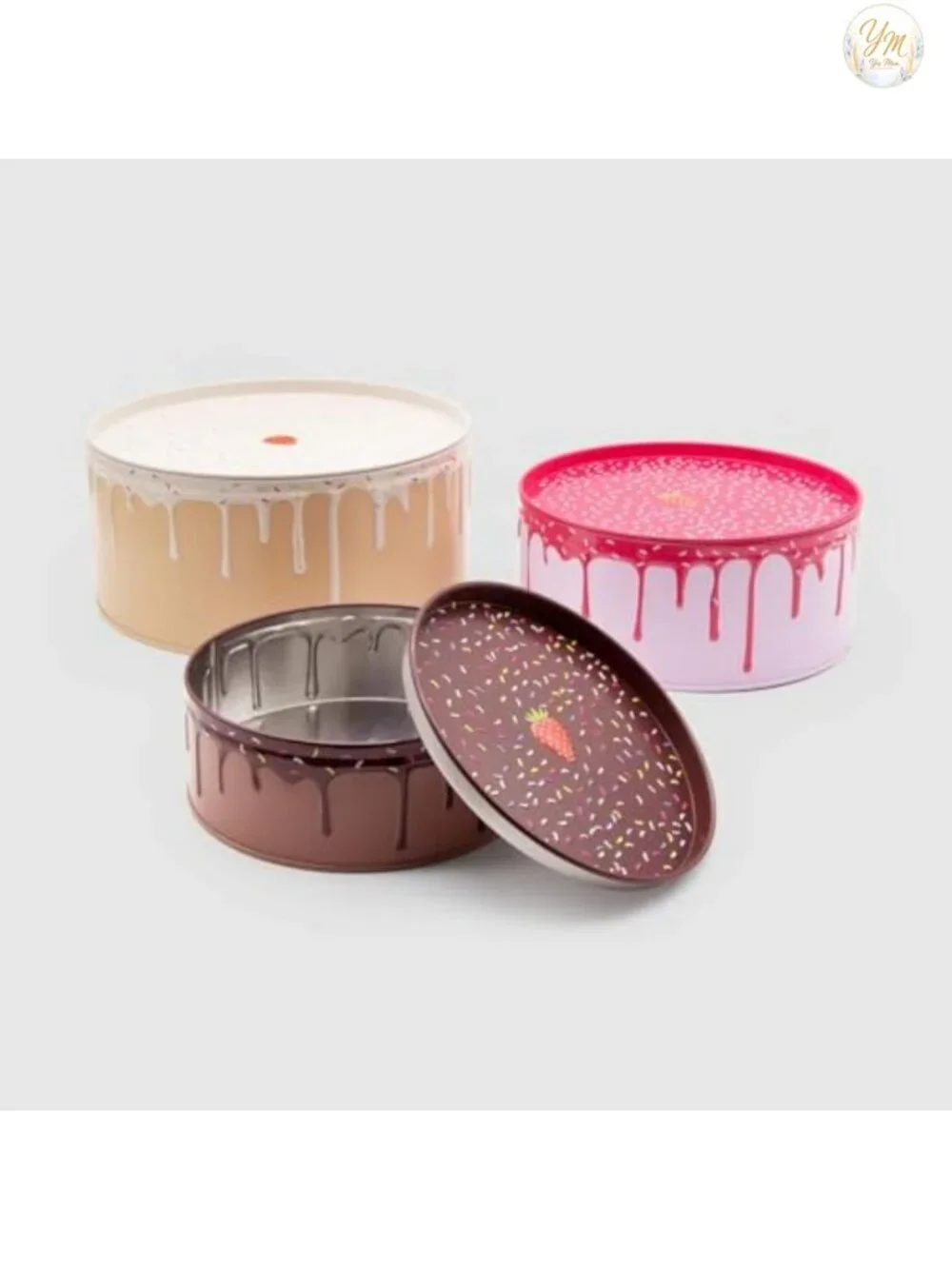 Set of 3 Airtight Tin Cookie Jars Stackable Cake Storage Containers Kitchen